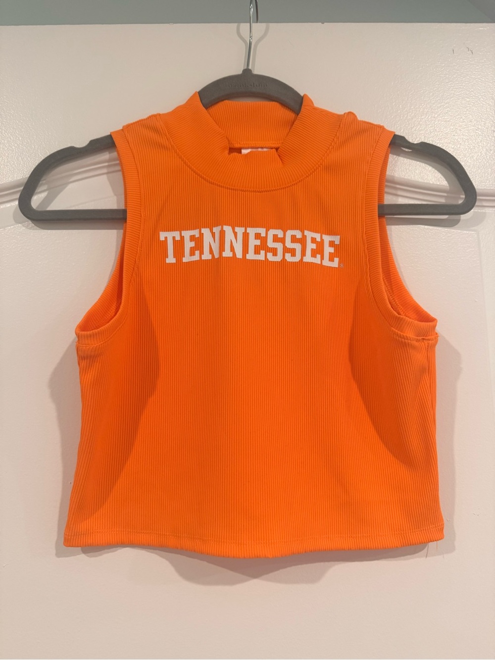 Tennessee Sleeveless Ribbed Crop Top - Orange